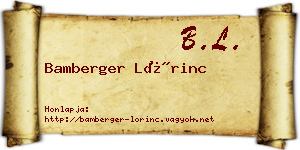 Bamberger Lőrinc névjegykártya